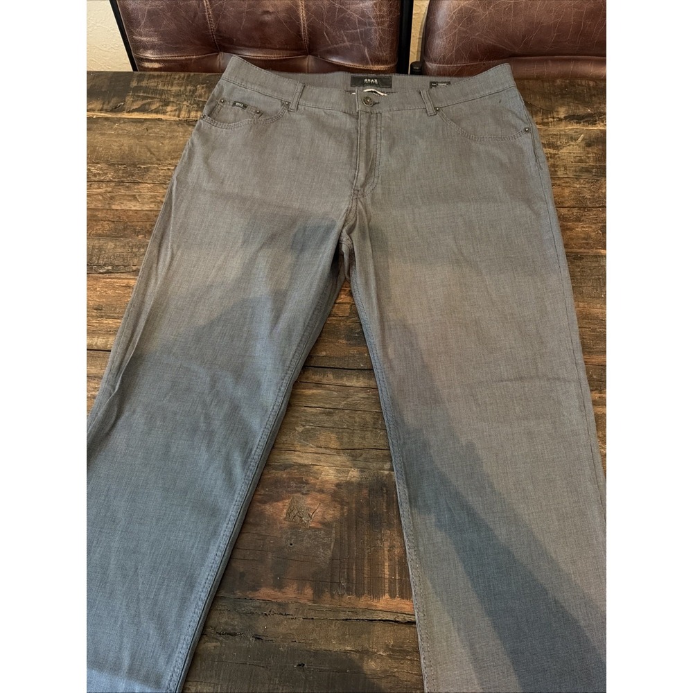 BRAX Feel Good Men's 38 X 32 Cooper Fancy 5-Pocket Pants Gray Stretch Straight!